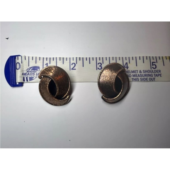 Vintage Copper Clip-On Earrings - Mid-Century - Swirled Abstract Design, Costume - Picture 6 of 7